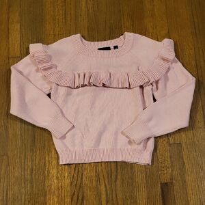 Rock Your Kid Light Pink Pullover Sweater with Ruffle Detail and Long Sl…